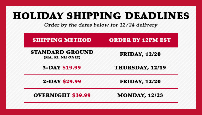 Holiday Shipping Cutoffs