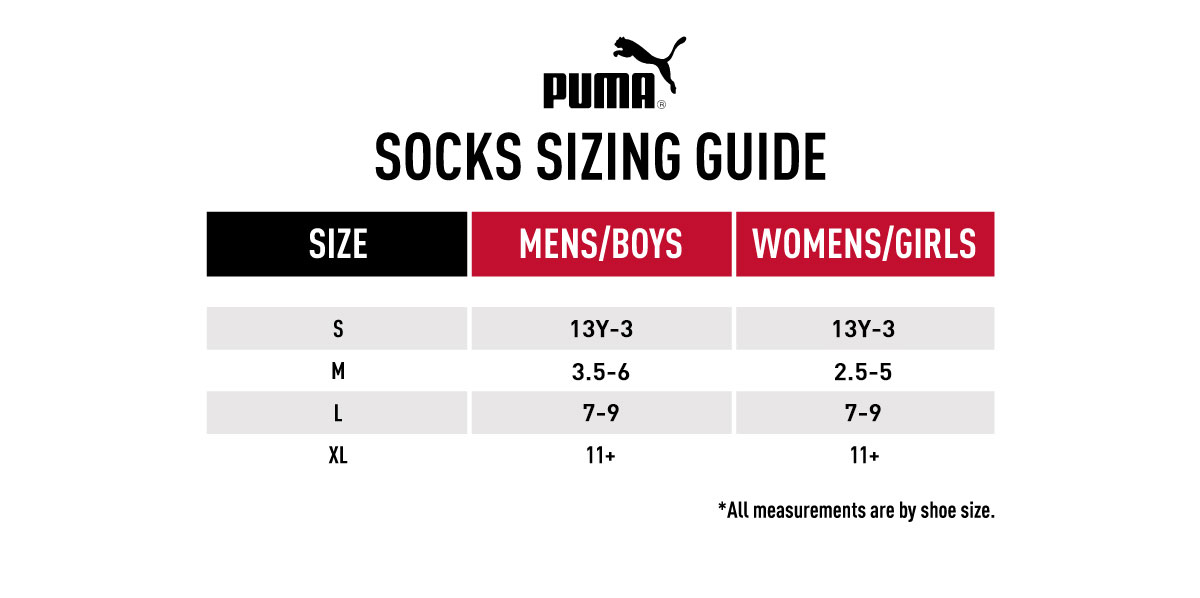 Top 40+ imagen puma socks size chart br.thptnvk.edu.vn